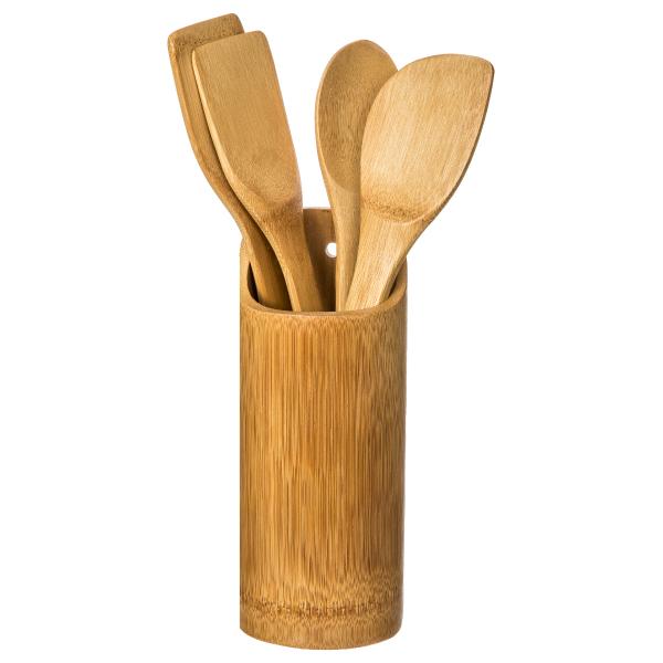 BAMBOO, ΒΑΣΗ ΕΡΓΑΛΕΙΩΝ ΜΕ 4 ΕΡΓΑΛΕΙΑ ΜΑΓΕΙΡΙΚΗΣ, ΦΥΣΙΚΟ ΜΠΑΜΠΟΥ D6xH30cm