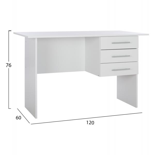ΓΡΑΦΕΙΟ ΜΕΛΑΜΙΝΗΣ ENSLEY ΜΕ 3 ΣΥΡΤΑΡΙΑ ΛΕΥΚΟ 120X60X76 εκ.