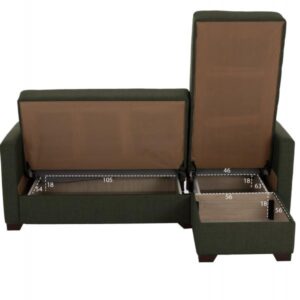 ΚΑΝΑΠΕΣ ΚΡΕΒΑΤΙ ΓΩΝΙΑ ΑΝΑΣΤΡΕΨΙΜΗ DARK OLIVE 200x133x77Yεκ.