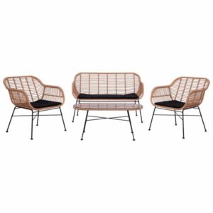 ΣΕΤ ΣΑΛΟΝΙ 4ΤΜΧ ALLEGRA ΜΕΤΑΛΛΟ & WICKER ΣΕ ΜΠΕΖ ΧΡΩΜΑ