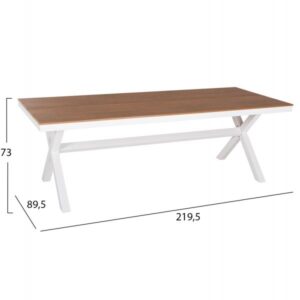 ΤΡΑΠΕΖΙ ΑΛΟΥΜΙΝΙΟΥ ΟΡΘΟΓΩΝΙΟ TAWNEE ΛΕΥΚΟ-POLYWOOD ΦΥΣΙΚΟ 219,5x89,5x73Υ