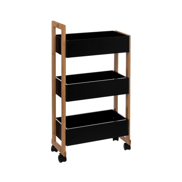 CADDY, BAMBOO ΤΡΟΛΕΪ 3 ΘΕΣΕΩΝ MDF ΜΑΥΡΟ & ΜΠΑΜΠΟΥ L41xW20xH80cm
