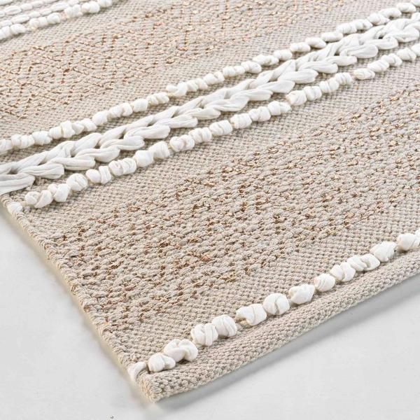 WEAVING, ΧΑΛΙ ΥΦΑΝΤΟ POLYCOTTON ΦΥΣΙΚΟ & ΛΕΥΚΟ ΧΡΩΜΑ 120x170cm