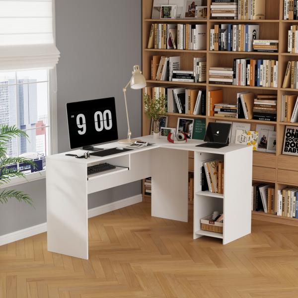 ΓΩΝΙΑΚΟ ΓΡΑΦΕΙΟ MDF ΣΕ ΛΕΥΚΟ 140x120x75Υεκ