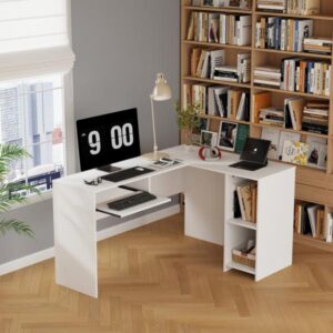 ΓΩΝΙΑΚΟ ΓΡΑΦΕΙΟ MDF ΣΕ ΛΕΥΚΟ 140x120x75Υεκ