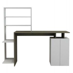 ΓΡΑΦΕΙΟ ΜΕ ΒΙΒΛΙΟΘΗΚΗ ΜΕΛΑΜΙΝΗ OLIVE GREY ΛΕΥΚΟ 146,3x55x128,8Υεκ.FB98886.11