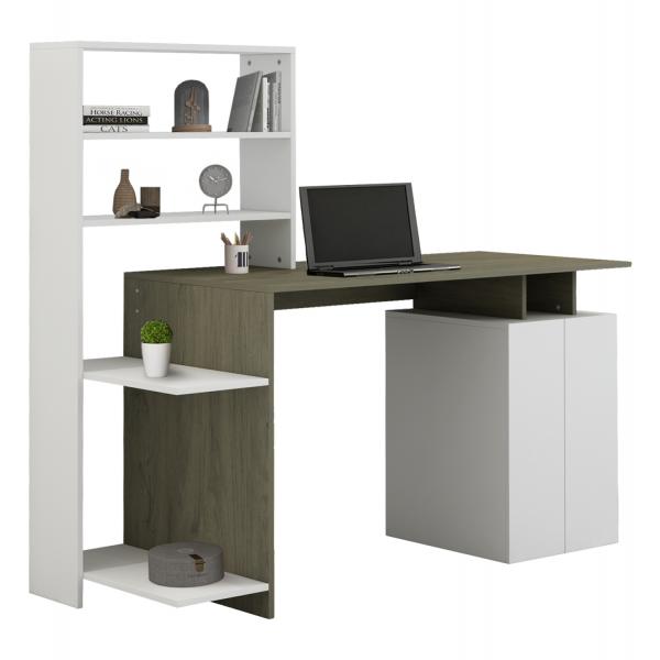 ΓΡΑΦΕΙΟ ΜΕ ΒΙΒΛΙΟΘΗΚΗ ΜΕΛΑΜΙΝΗ OLIVE GREY ΛΕΥΚΟ 146,3x55x128,8Υεκ.FB98886.11