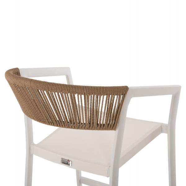 ΣΚΑΜΠΟ ΑΛΟΥΜΙΝΙΟΥ ΜΕΣΑΙΟΥ ΥΨΟΥΣ RATTAN & TEXTLINE ΛΕΥΚΟ ΜΠΕΖ 56,5x57x99,5