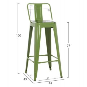 ΣΚΑΜΠΟ BAR ΜΕΤΑΛΛΙΚΟ ME ΠΛΑΤΗ ΣΕ LIGHT OLIVE GREEN 43Χ43Χ100εκ.