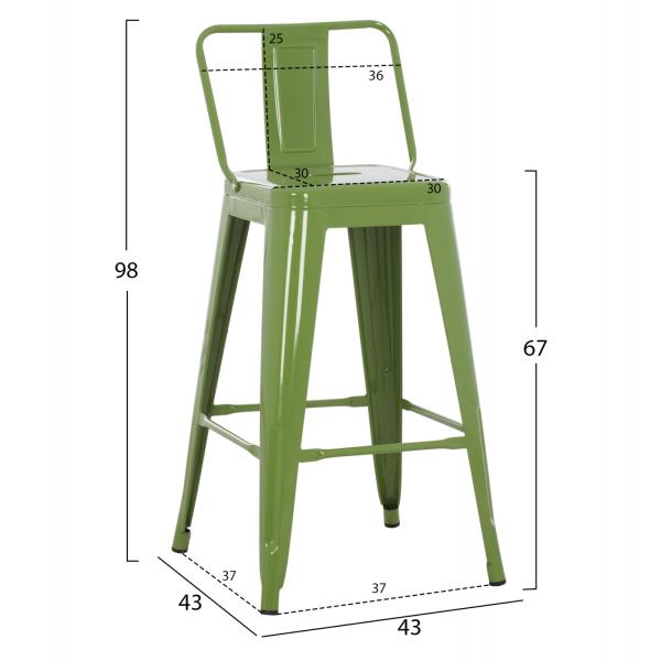 ΣΚΑΜΠΟ ΜΕΣΑΙΟΥ ΥΨΟΥΣ ΜΕΤΑΛΛΙΚΟ ΣΕ LIGHT OLIVE GREEN 42x42x98 εκ.