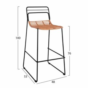 ΣΚΑΜΠΟ ΜΕΤΑΛΛΙΚΟ ALLEGRA ΜΕ WICKER ΣΕ ΜΠΕΖ ΑΠΟΧΡΩΣΗ 48x53x100 εκ.