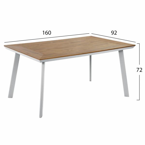 ΤΡΑΠΕΖΙ ΑΛΟΥΜΙΝΙΟΥ TABER ΜΕ POLYWOOD ΛΕΥΚΟ 160x92x72