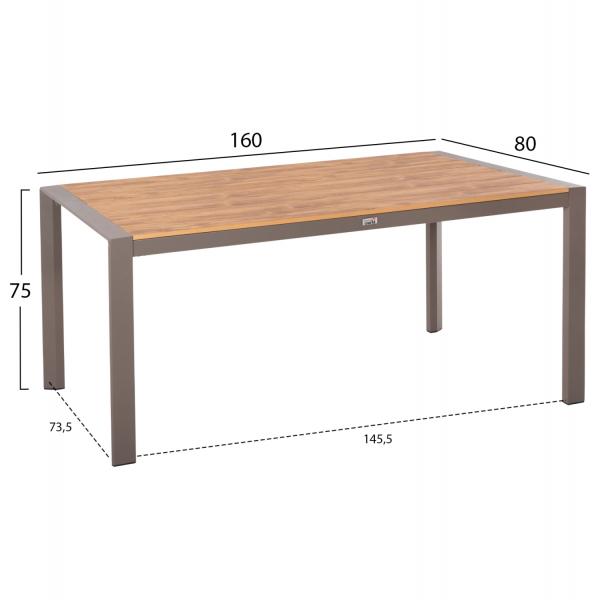 ΤΡΑΠΕΖΙ ΕΞΩΤ.ΧΩΡΟΥ GOYA ΑΛΟΥΜΙΝΙΟ ΣΑΜΠΑΝΙ & POLYWOOD 160X80Χ75Υεκ.