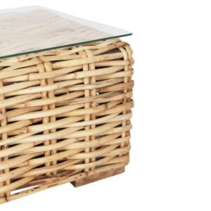 ΤΡΑΠΕΖΙ ΣΑΛΟΝΙΟΥ ΕΞ.ΧΩΡΟΥ TROPEL ΞΥΛΟ MANGO-ΦΥΣΙΚΟ RATTAN-ΓΥΑΛΙ ΑΣΦΑΛΕΙΑΣ 110x60x40Υεκ.