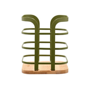 ΘΗΚΗ ΓΙΑ ΚΟΥΤΑΛΕΣ BAMBOO ESSENTIALS ΜΕΤΑΛΛΙΚΗ 12x12x14.5cm ΛΑΔΙ