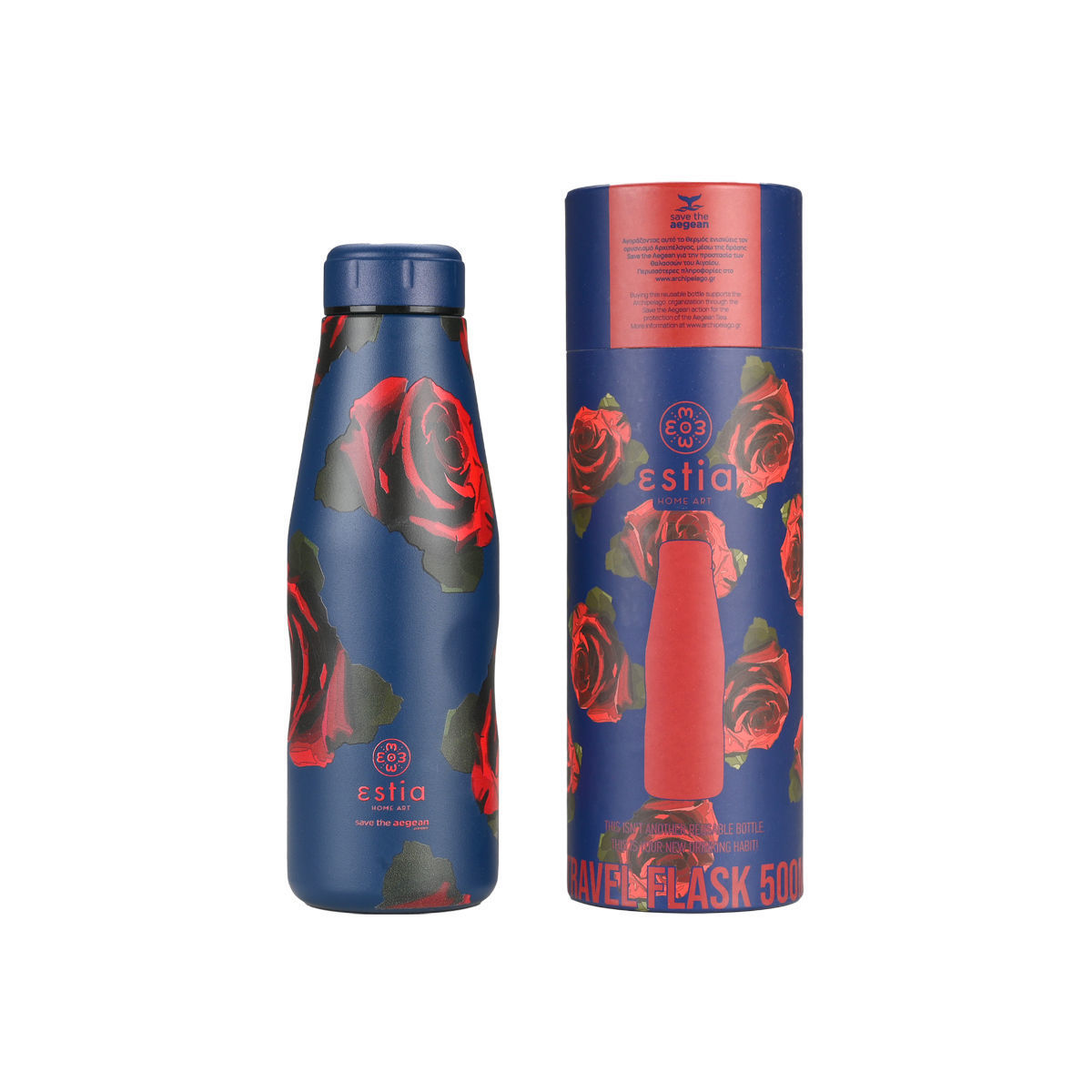 ΘΕΡΜΟΣ TRAVEL FLASK SAVE THE AEGEAN 500ml ELECTRIC ROSES