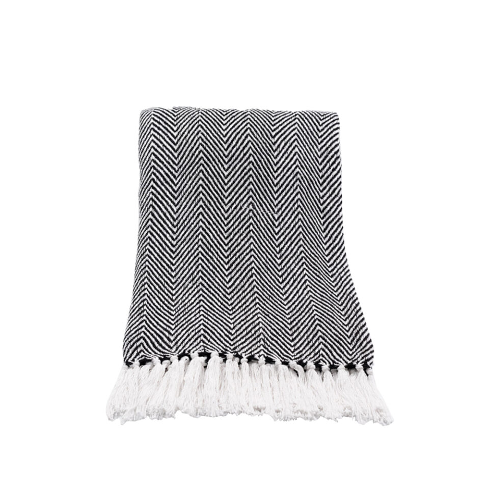 MINTONI ΡΙΧΤΑΡΙ ΒΑΜΒΑΚΙ POLYESTER ΜΑΥΡΟ ΛΕΥΚΟ 130x170cm