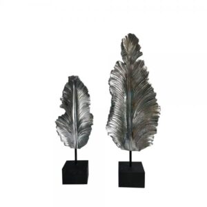 FILO DECO ΦΥΛΛΟ POLYRESIN ΑΣΗΜΙ ΜΑΥΡΟ 18x8xH50cm
