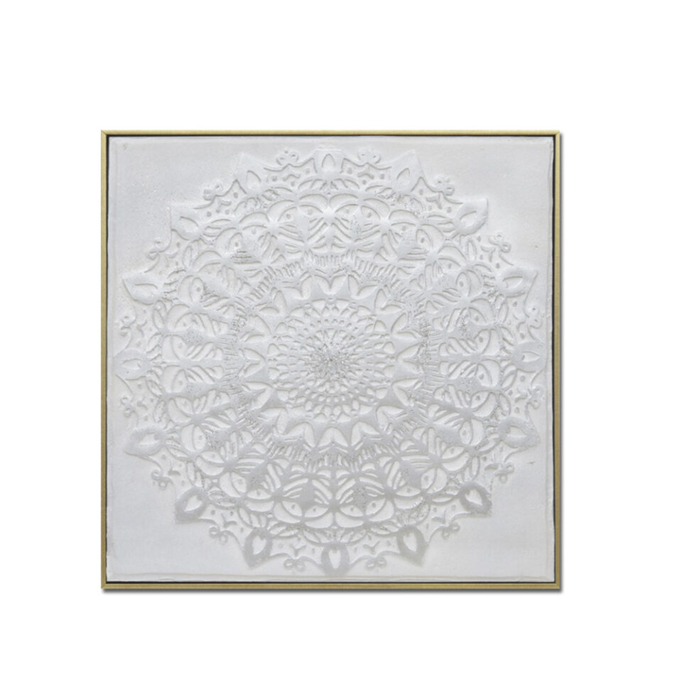 MANDALA ΠΙΝΑΚΑΣ ΔΙΑΚΟΣΜΗΣΗΣ 62x62x5 ΚΑΜΒΑΣ ΛΕΥΚΟ ΧΡΥΣΟ ΞΥΛΟ