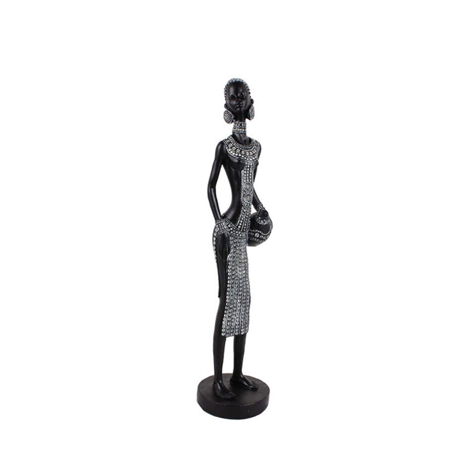 IRAMBA 1 ΔΙΑΚΟΣΜΗΤΙΚΗ ΦΙΓΟΥΡΑ 8x8x35cm POLYRESIN ΜΑΥΡΟ ΛΕΥΚΟ