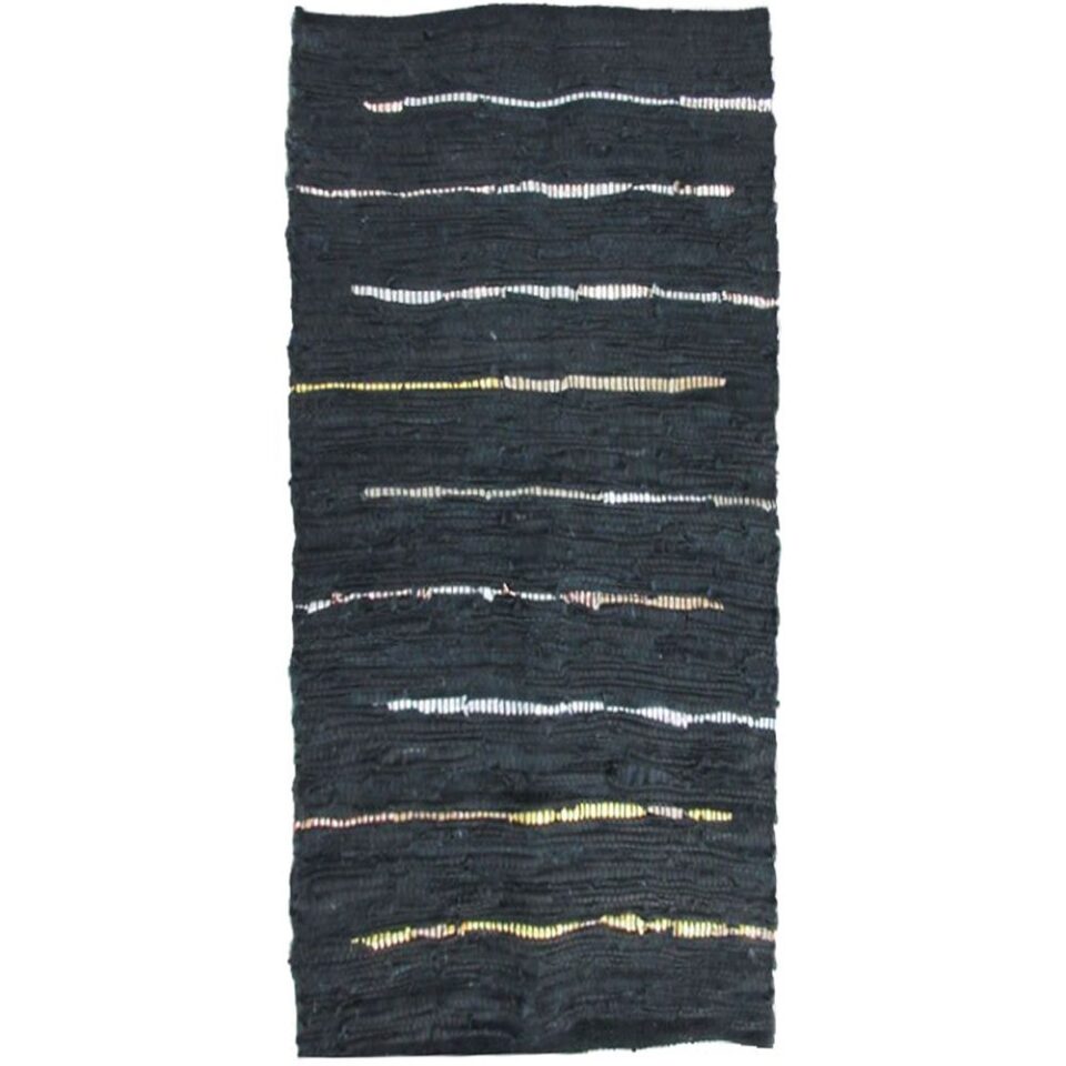 LINES ΧΑΛΑΚΙ 60x90cm ΔΕΡΜΑ ΜΑΥΡΟ ΜΠΕΖ ΛΕΥΚΟ