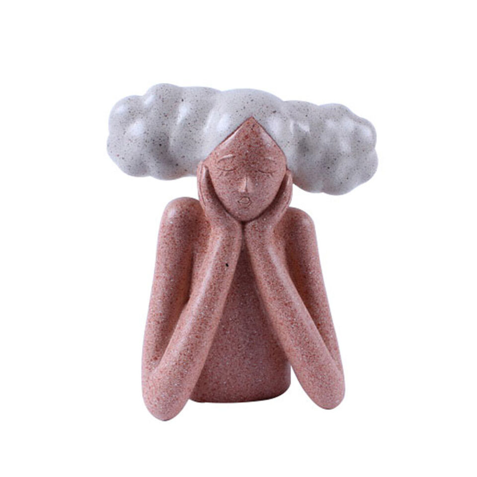 CHEVEU PINK 3 ΔΙΑΚΟΣΜΗΤΙΚΗ ΦΙΓΟΥΡΑ POLYRESIN TERRACOTTA ΓΚΡΙ 19x10x21