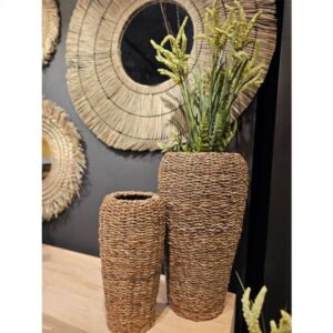 NEREA TALL ΒΑΖΟ ΣΕΤ 3ΤΜΧ SEAGRASS ΜΕΤΑΛΛΟ ΦΥΣΙΚΟ D43/32/22xH70/55/40cm