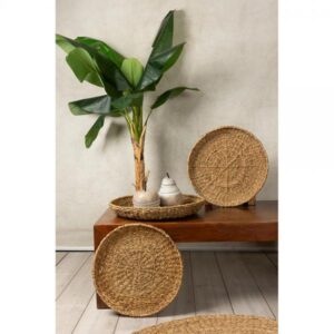 NEREA ΔΙΣΚΟΣ SET 3ΤΜΧ 55x55x8 SEAGRASS ΦΥΣΙΚΟ ΜΕΤΑΛΛΟ