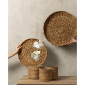 NEREA ΔΙΣΚΟΣ SET 3ΤΜΧ 55x55x8 SEAGRASS ΦΥΣΙΚΟ ΜΕΤΑΛΛΟ