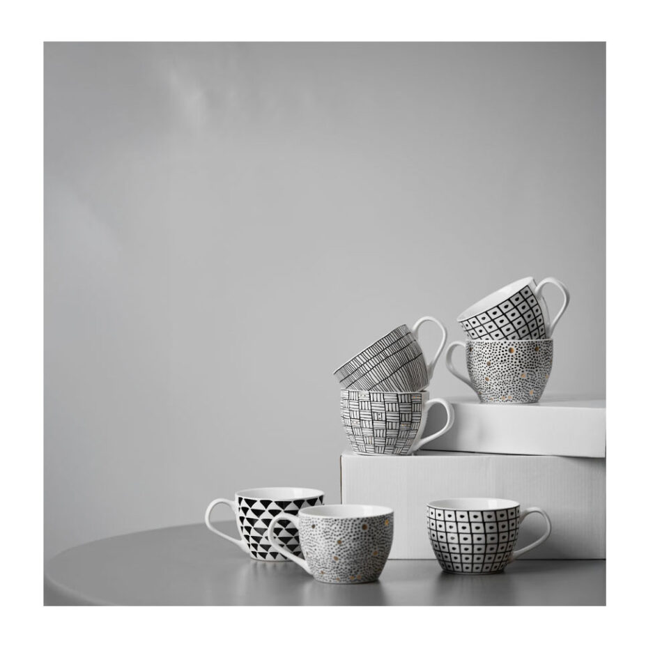 SERAX ΚΟΥΠΑ 11x11x8 NEW BONE CHINA ΛΕΥΚΟ ΜΑΥΡΟ