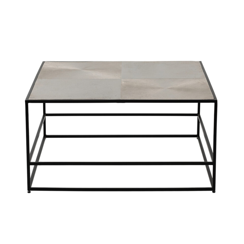 HADSTON COFFEE TABLE ΑΣΗΜΙ ΜΑΥΡΟ 80x80x40cm