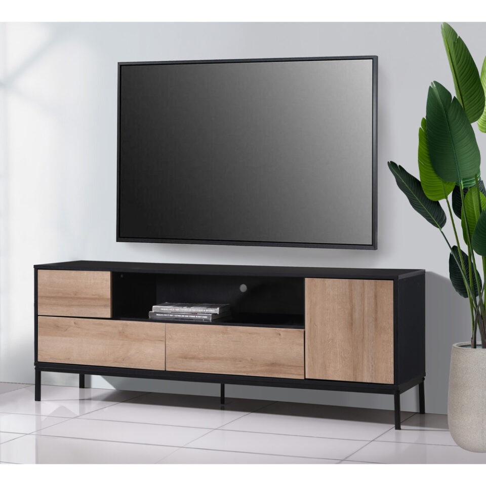 BLACKBIRD TV STAND RIVIERA OAK ΜΑΥΡΟ 160x40.5x58