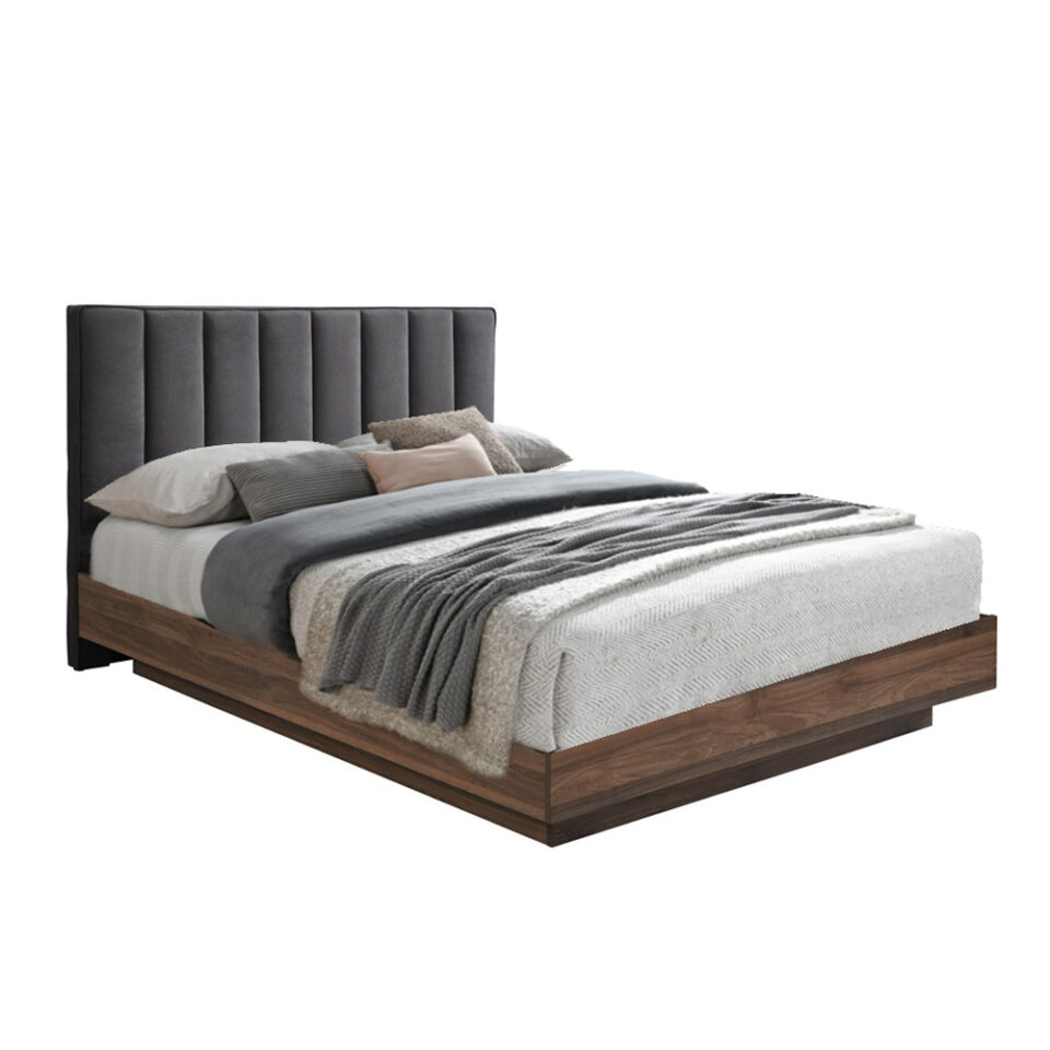 BOXY ΚΡΕΒΑΤΙ (ΓΙΑ ΣΤΡΩΜΑ 160x200cm) ΓΚΡΙ ΣΚΟΥΡΟ ΚΑΡΥΔΙ 211.5x165x111.2cm