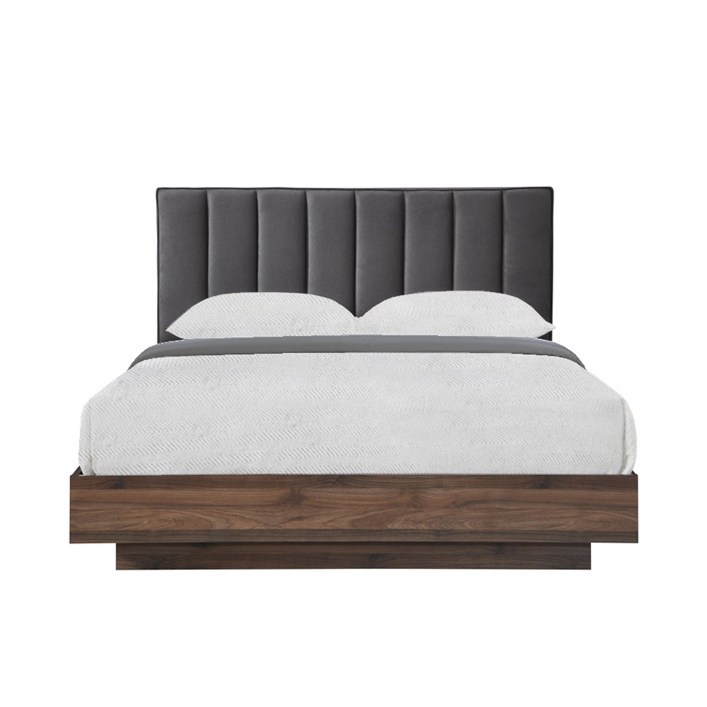 BOXY ΚΡΕΒΑΤΙ (ΓΙΑ ΣΤΡΩΜΑ 160x200cm) ΓΚΡΙ ΣΚΟΥΡΟ ΚΑΡΥΔΙ 211.5x165x111.2