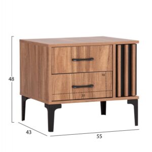 ΚΟΜΟΔΙΝΟ ΜΕΛΑΜΙΝΗ ΦΥΣΙΚΟ ΞΥΛΟΥ-ΜΑΥΡΟ 55x43x48Υεκ.
