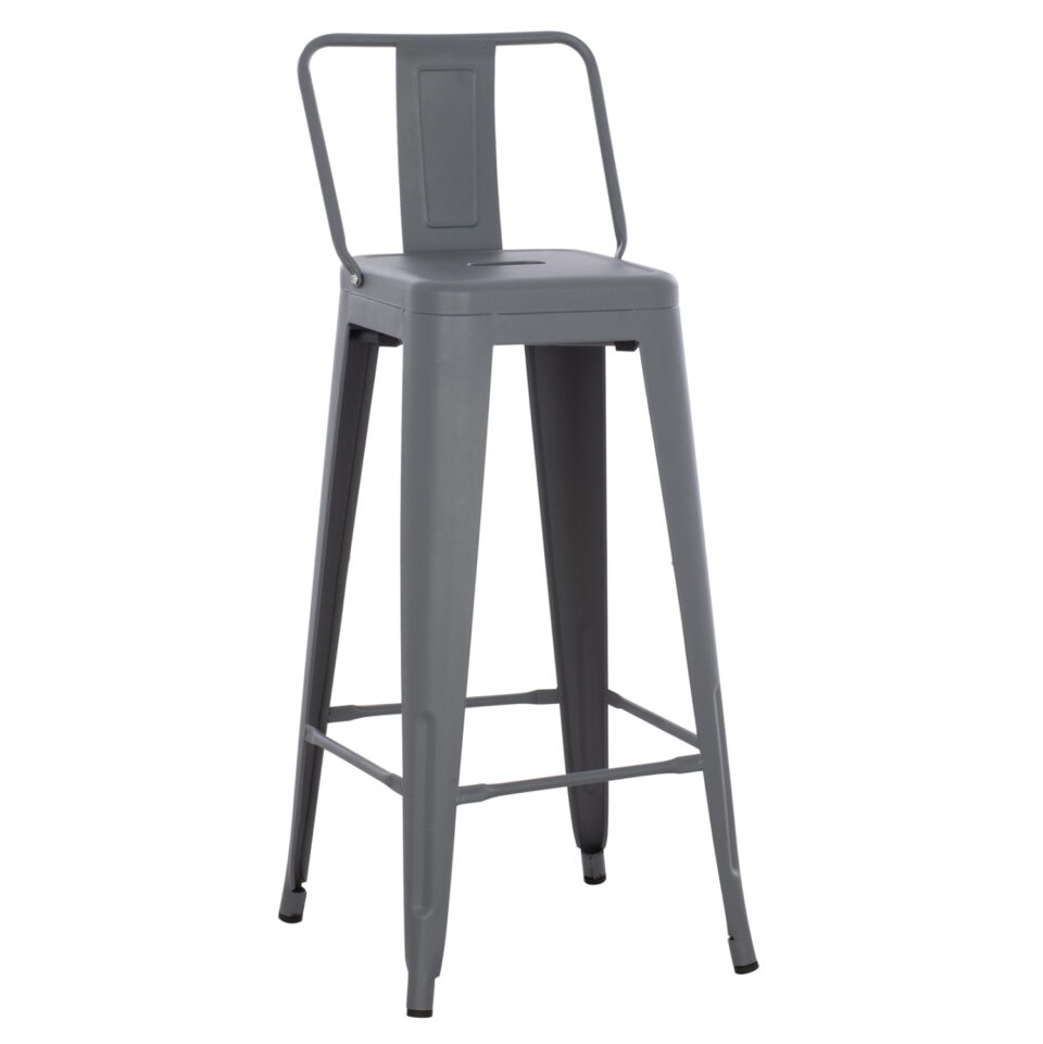 ΣΚΑΜΠΟ BAR ME ΠΛΑΤΗ ΜΕΤΑΛΛΙΚΟ ΓΚΡΙ 42x42x100Υεκ.