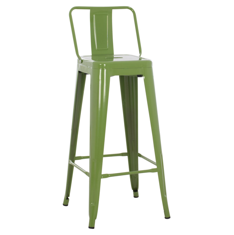 ΣΚΑΜΠΟ BAR ME ΠΛΑΤΗ ΜΕΤΑΛΛΙΚΟ LIGHT OLIVE GREEN 42x42x100Υεκ.