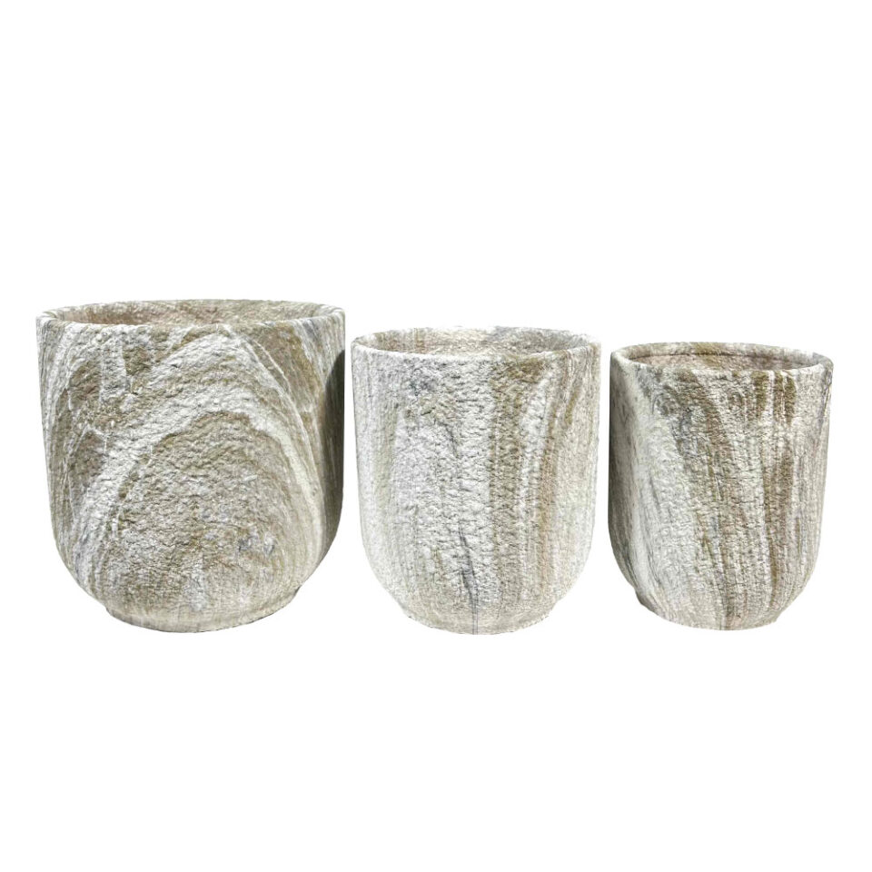 PEDRA ΓΛΑΣΤΡΑ ΣΕΤ 3ΤΜΧ 30x30x31cm ΚΕΡΑΜΙΚΟ ΜΠΕΖ ΛΕΥΚΟ
