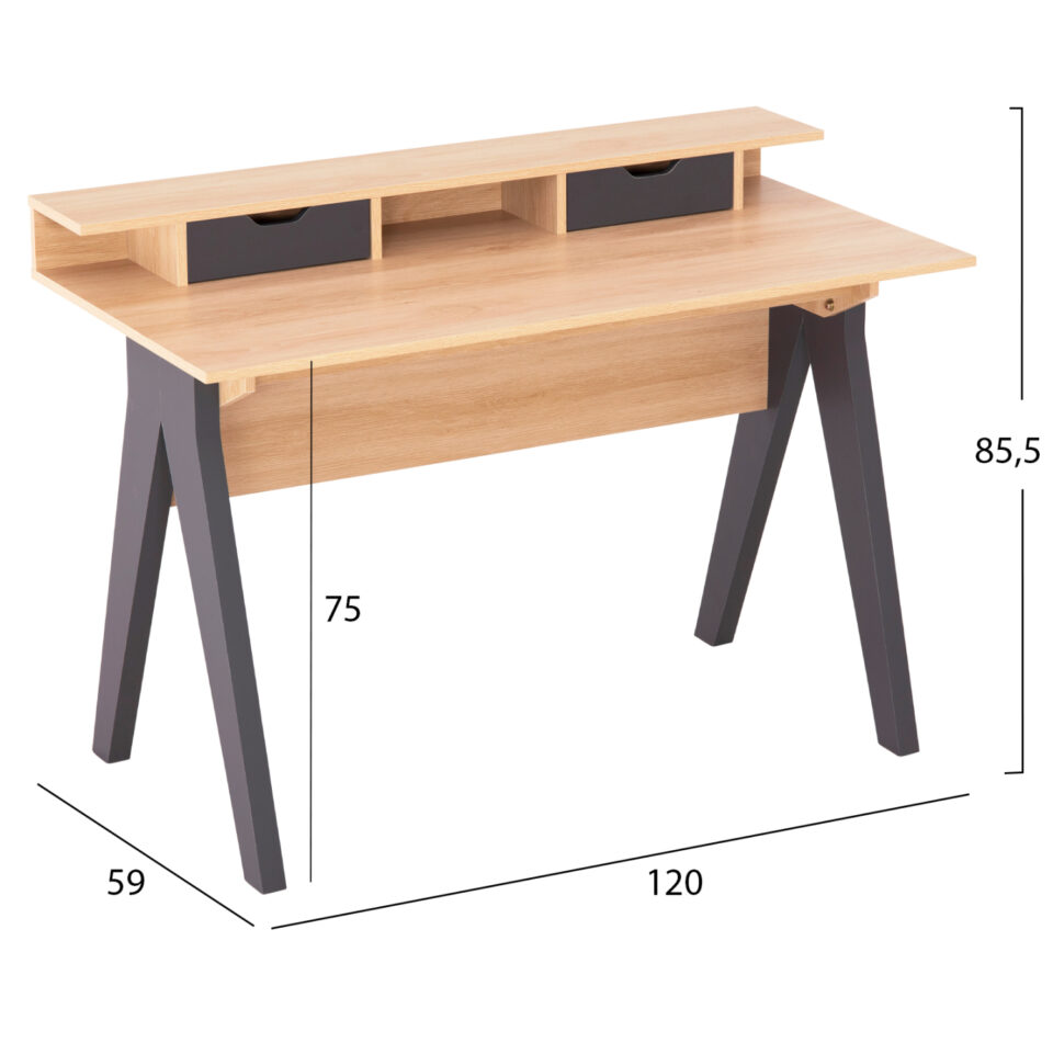 ΓΡΑΦΕΙΟ ΜΕΛΑΜΙΝΗ ΣΕ SONAMA-ΓΚΡΙ 120x19-59x75-85,5ΥΥεκ.