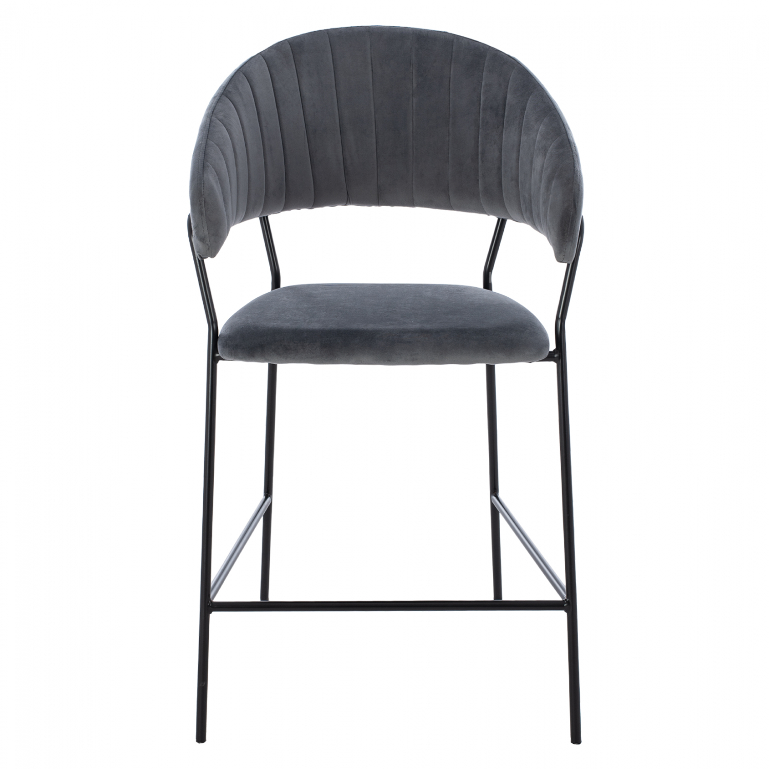 MEDIUM HEIGHT STOOL GRAY VELVET WITH BLACK FRAME 60x55x100Y cm.