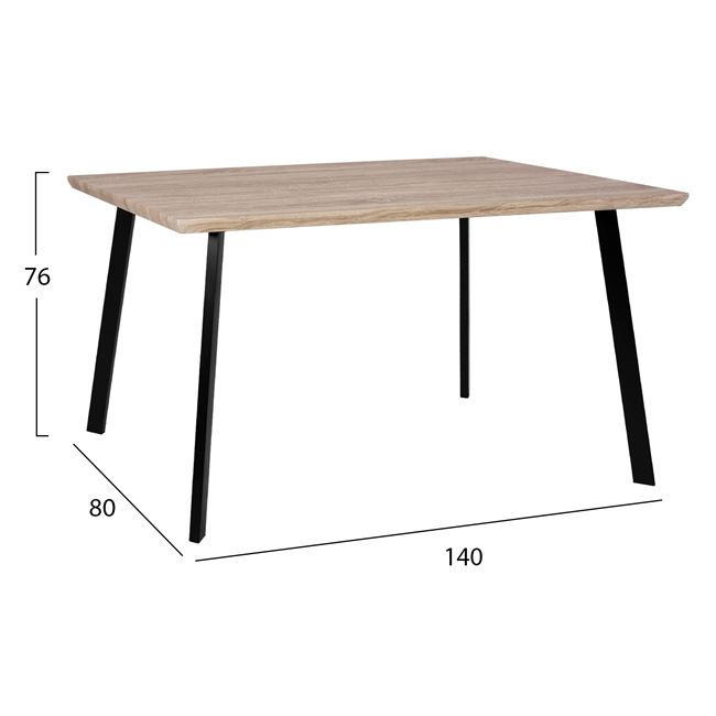 ΣΕΤ 5ΤΜΧ ΤΡΑΠΕΖΙ 140x80x76 cm SONAMA & ΚΑΡΕΚΛΕΣ ΜΑΥΡΕΣ ΜΕΤΑΛΛΙΚΑ ΠΟΔΙΑ