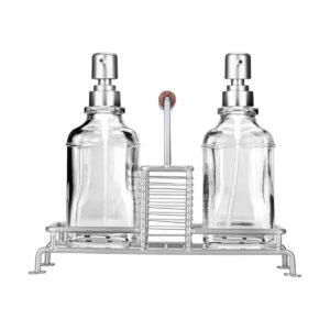 ΔΟΧΕΙΑ ΥΓΡΟΥ ΠΙΑΤΩΝ ALLURE 2x300ml ΜΕ ΜΕΤΑΛΛΙΚΗ ΒΑΣΗ & ΘΗΚΗ ΓΙΑ ΣΦΟΥΓΓΑΡΙ ΑΣΗΜΙ
