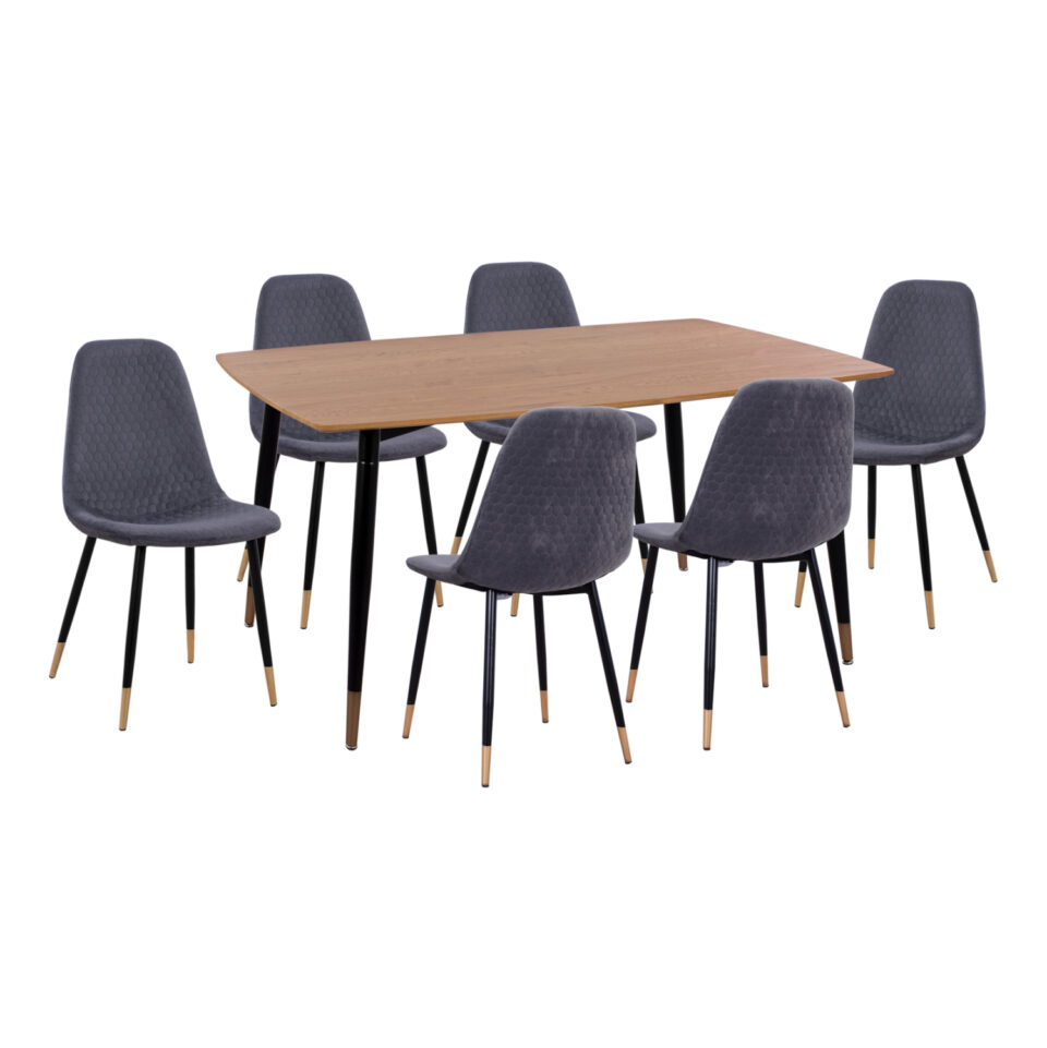 ΣΕΤ ΤΡΑΠΕΖΑΡΙΑΣ 7ΤΜΧ MDF TOP-ΒΕΛΟΥΔΟ ΓΚΡΙ & ΜΕΤΑΛΛΟ ΜΑΥΡΟ
