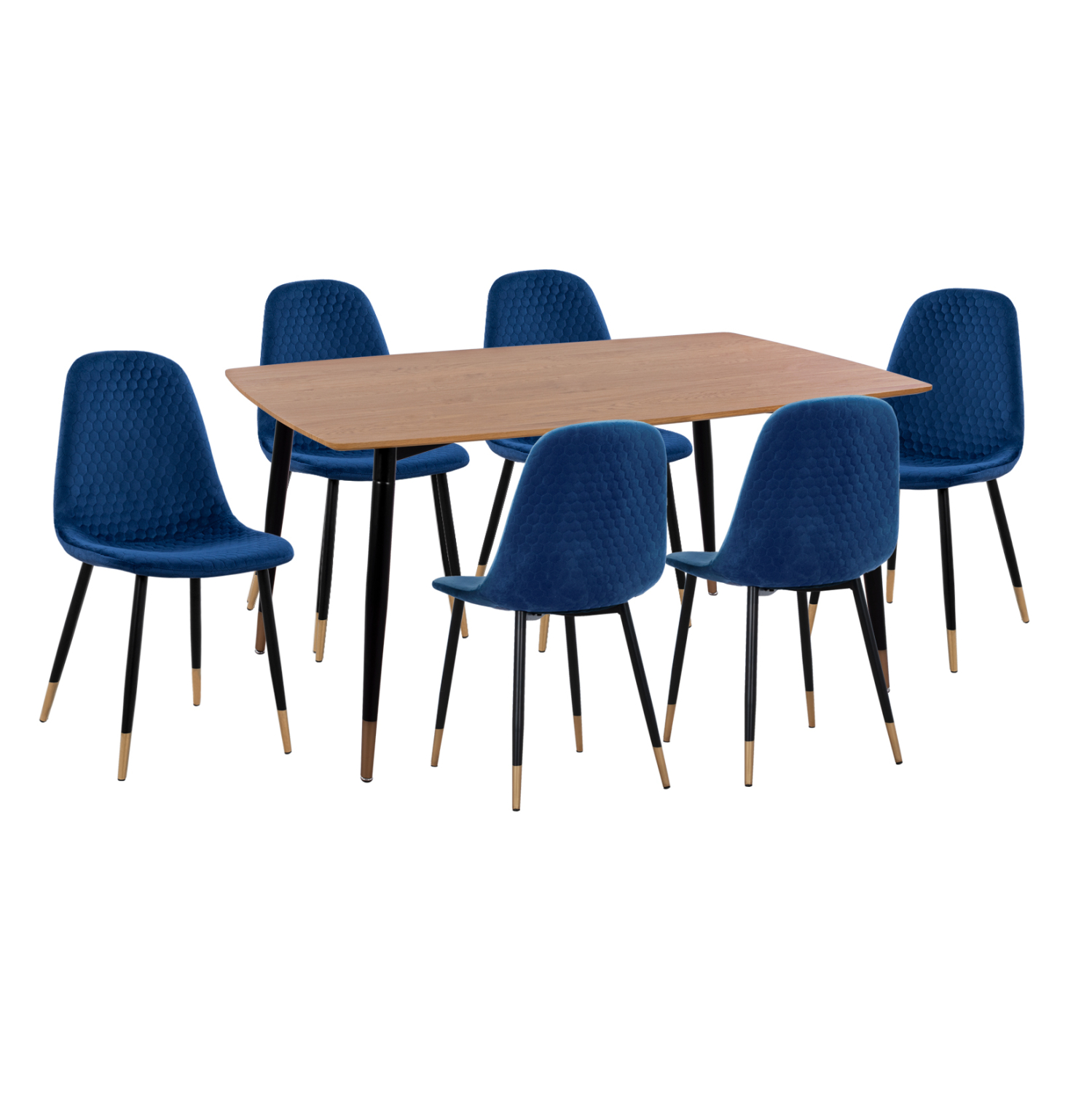 ΣΕΤ ΤΡΑΠΕΖΑΡΙΑΣ 7ΤΜΧ MDF TOP-ΒΕΛΟΥΔΟ ΜΠΛΕ & ΜΕΤΑΛΛΟ ΜΑΥΡΟ