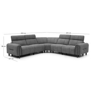 ΓΩΝΙΑΚΟΣ ΚΑΝΑΠΕΣ ΜΕ RECLINE ORACLE ΓΚΡΙ ΥΦΑΣΜΑ 260x260x90(κάθισμα)x94Υεκ.