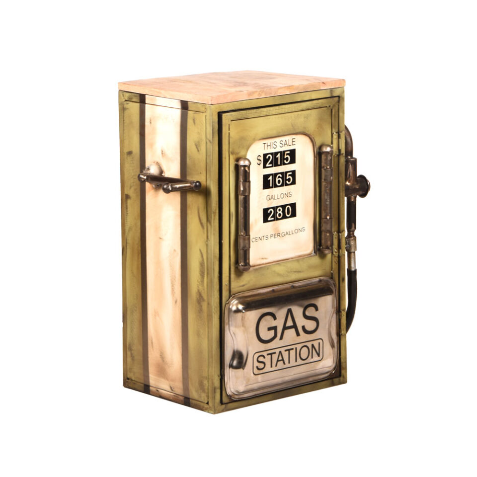 GAS PUMP SIDE TABLE ΠΟΛΥΧΡΩΜΟ ΜΕ PATTERN ΦΥΣΙΚΟ 57x36x71cm