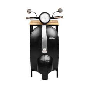 MINI VESPA SIDE TABLE ΜΕ ΡΑΦΙΑ ΜΑΥΡΟ ΑΣΗΜΙ ΦΥΣΙΚΟ 61x45x88cm