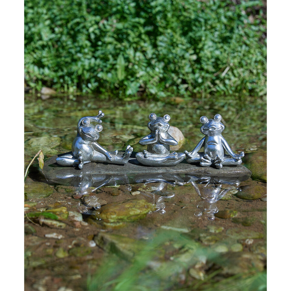 FROGGIES ΔΙΑΚΟΣΜΗΤΙΚΟ ΒΑΤΡΑΧΟΣ SET 3ΤΜΧ 16x8x11cm POLYRESIN ΑΣΗΜΙ