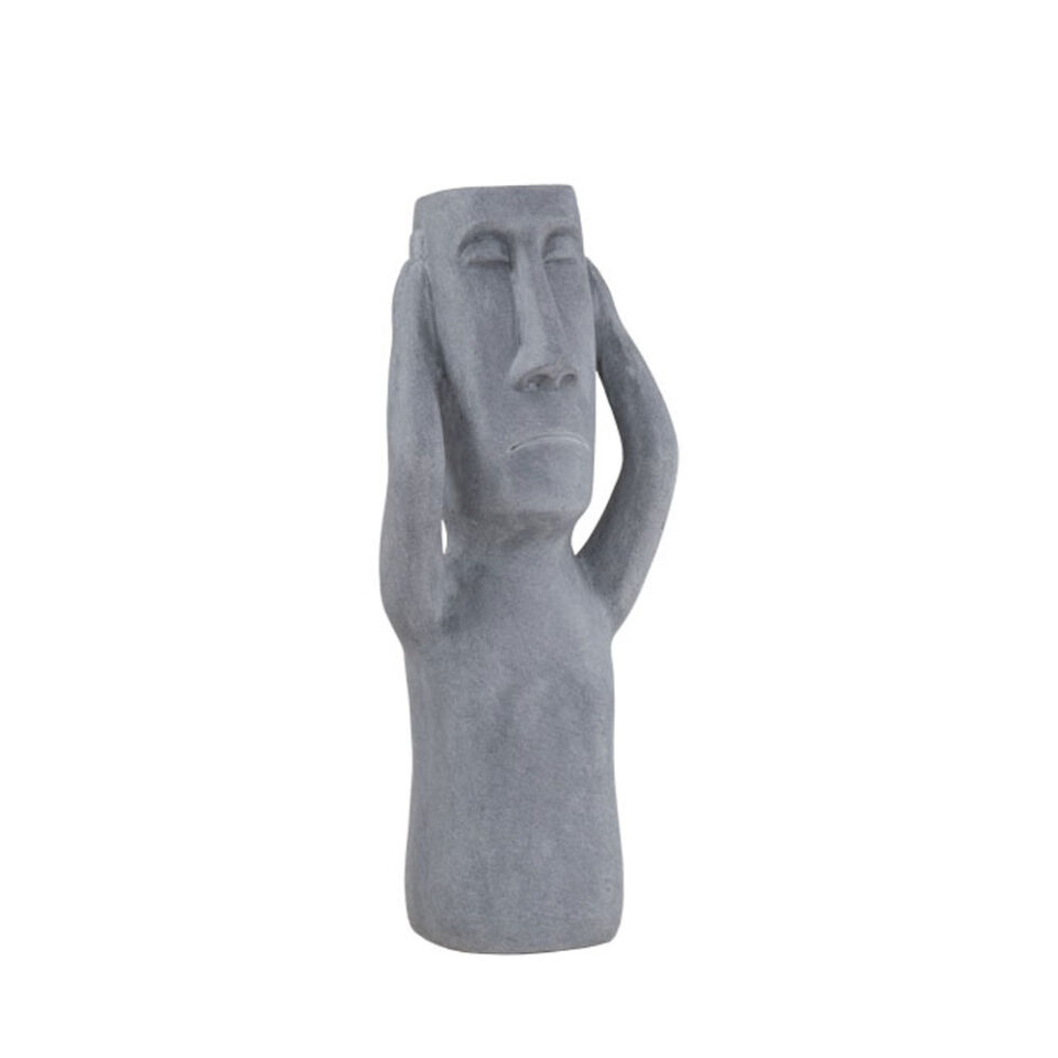 PERU MAN EAR ΔΙΑΚΟΣΜΗΤΙΚΗ ΦΙΓΟΥΡΑ 21x17x51cm ΤΕΧΝΗΤΗ ΠΕΤΡΑ ΓΚΡΙ