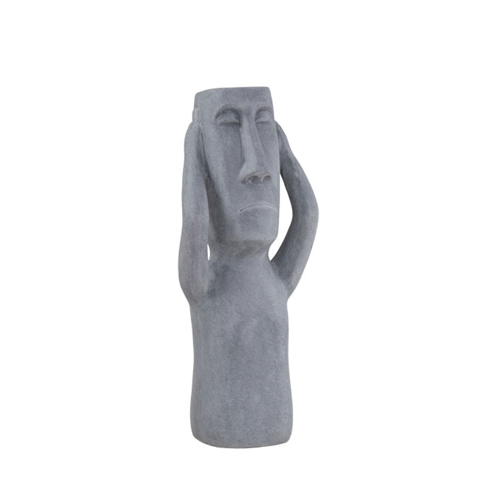 PERU MAN EAR ΔΙΑΚΟΣΜΗΤΙΚΗ ΦΙΓΟΥΡΑ 21x17x51cm ΤΕΧΝΗΤΗ ΠΕΤΡΑ ΓΚΡΙ